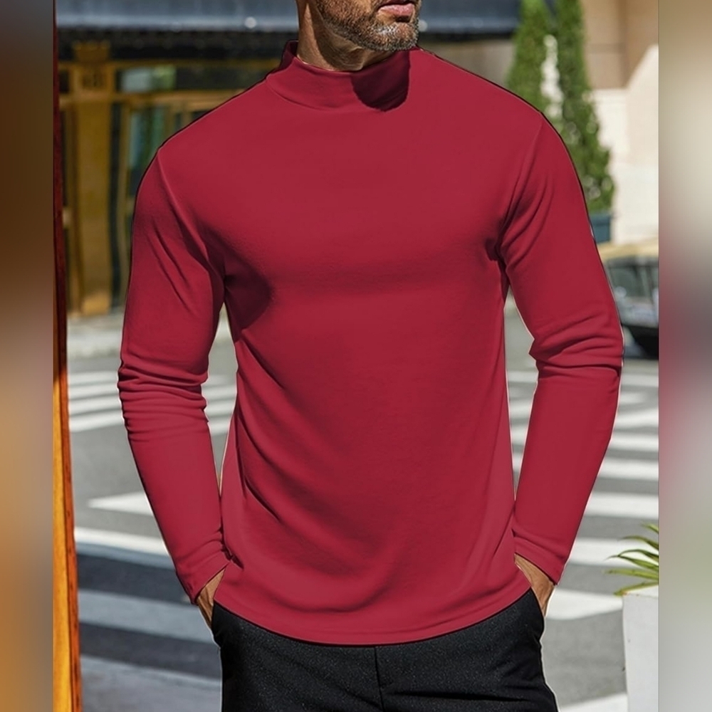 Men's Mock Turtleneck Shirt Long Sleeve Lightweight Super Soft Thermal Fleece